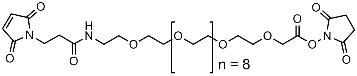 3`-马来酰亚胺基丙酰氨基-十二聚乙二醇-乙酸琥珀酰亚胺酯聚合物